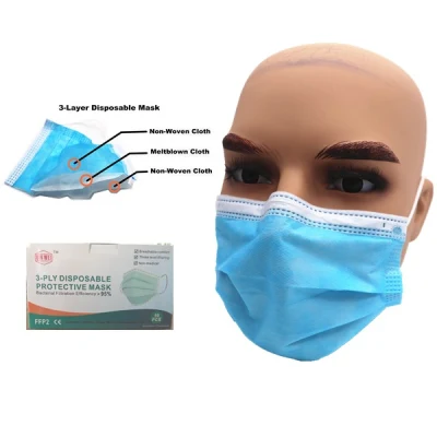 Máscara facial descartável de 3 camadas Máscaras faciais de tecido soprado